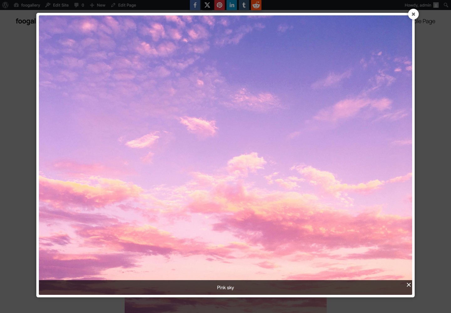 A WordPress core lightbox choice opening through FooBox on the frontend