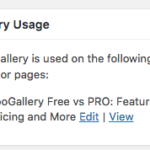 Gallery Usage Gallery Usage shows pages where gallery is used