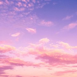 Pink and purple clouds in evening sky